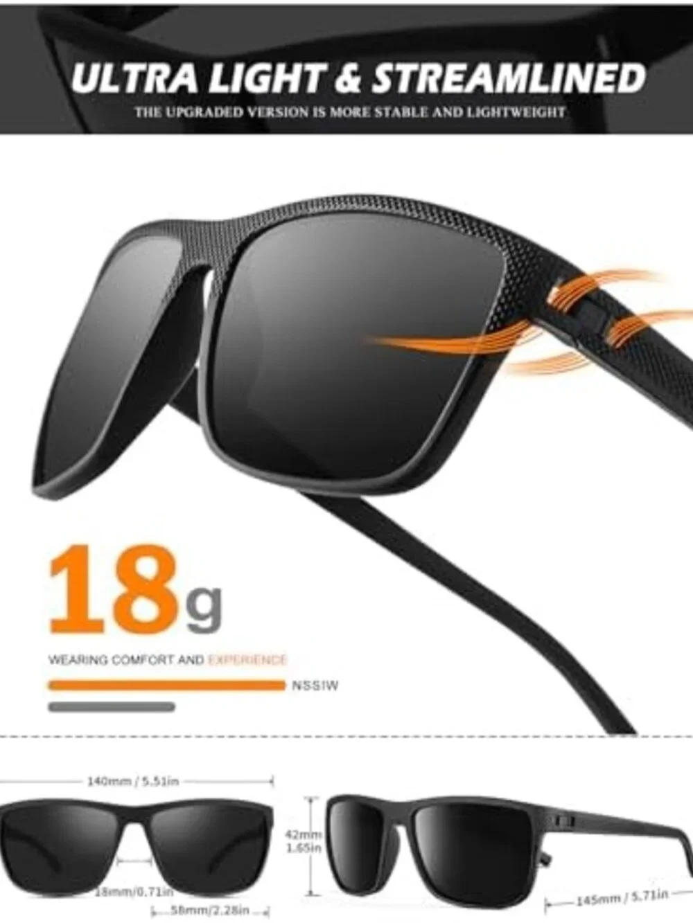 Men's Polarized Sunglasses - Classic UV Protection Shades for Driving, Fishing